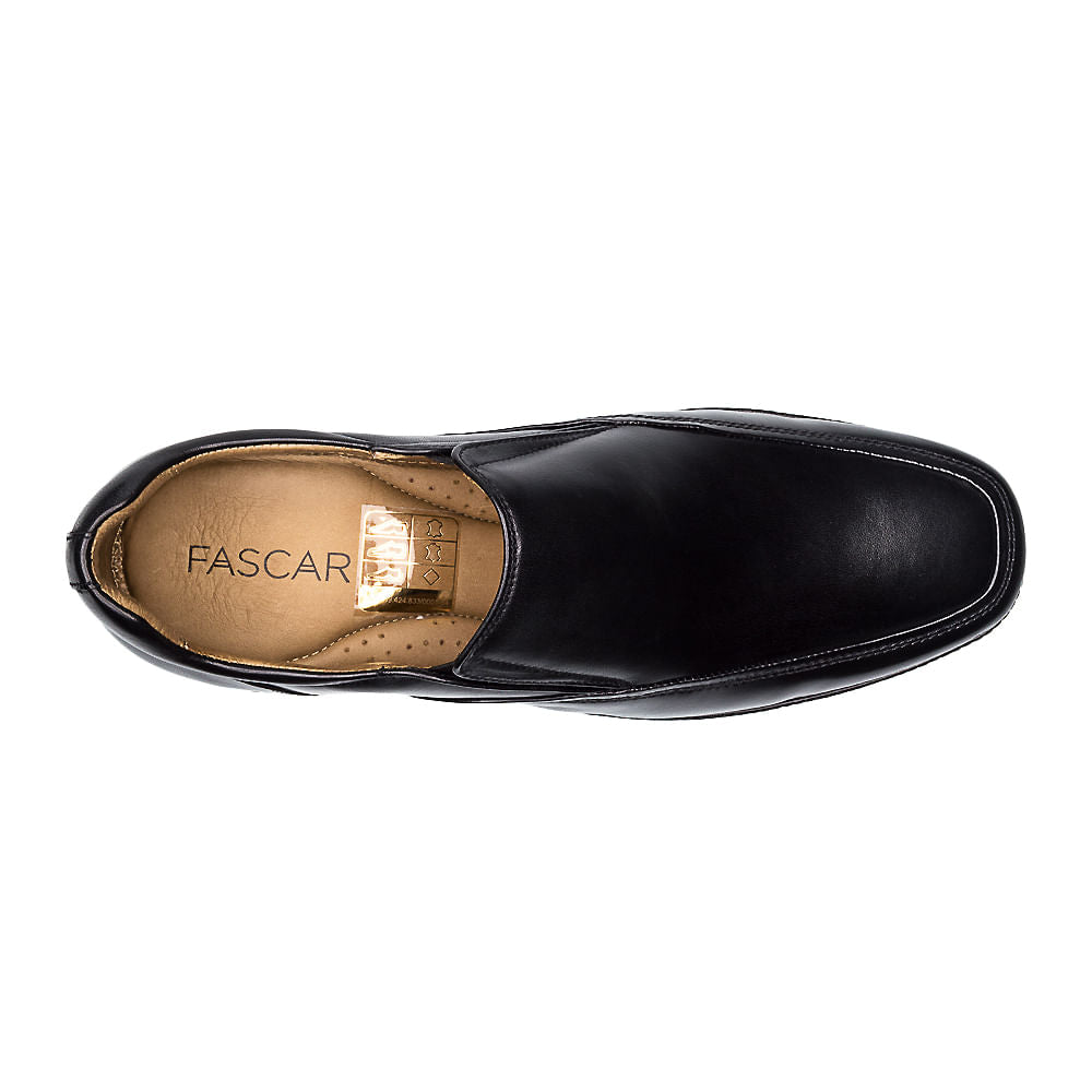 Mocassim Masculino Social Fascar Lite Preto em Couro