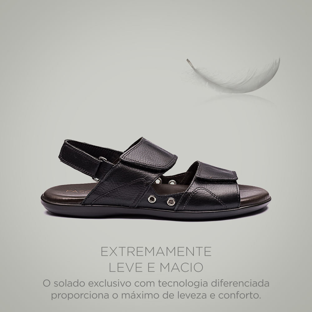 Sandália Masculina Fascar Lite Preto em Couro
