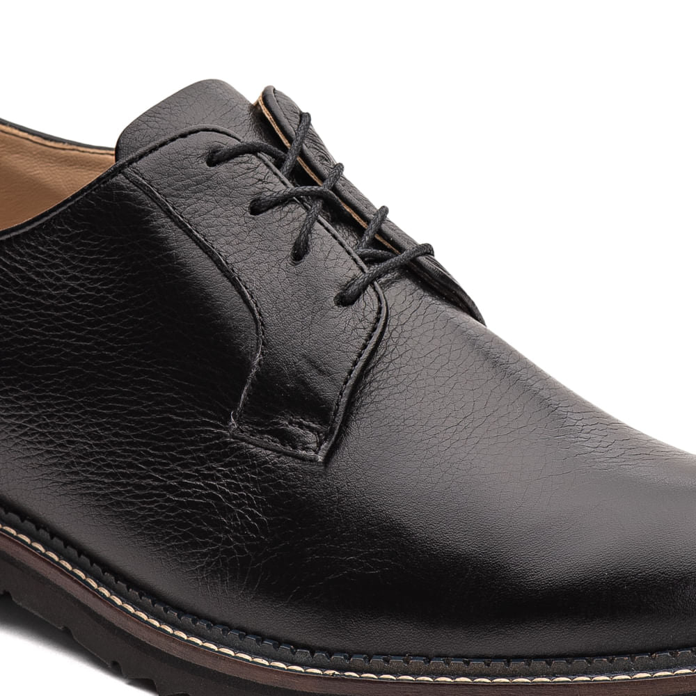 Sapato Social Masculino Fascar Extralight Derby Preto Em Couro