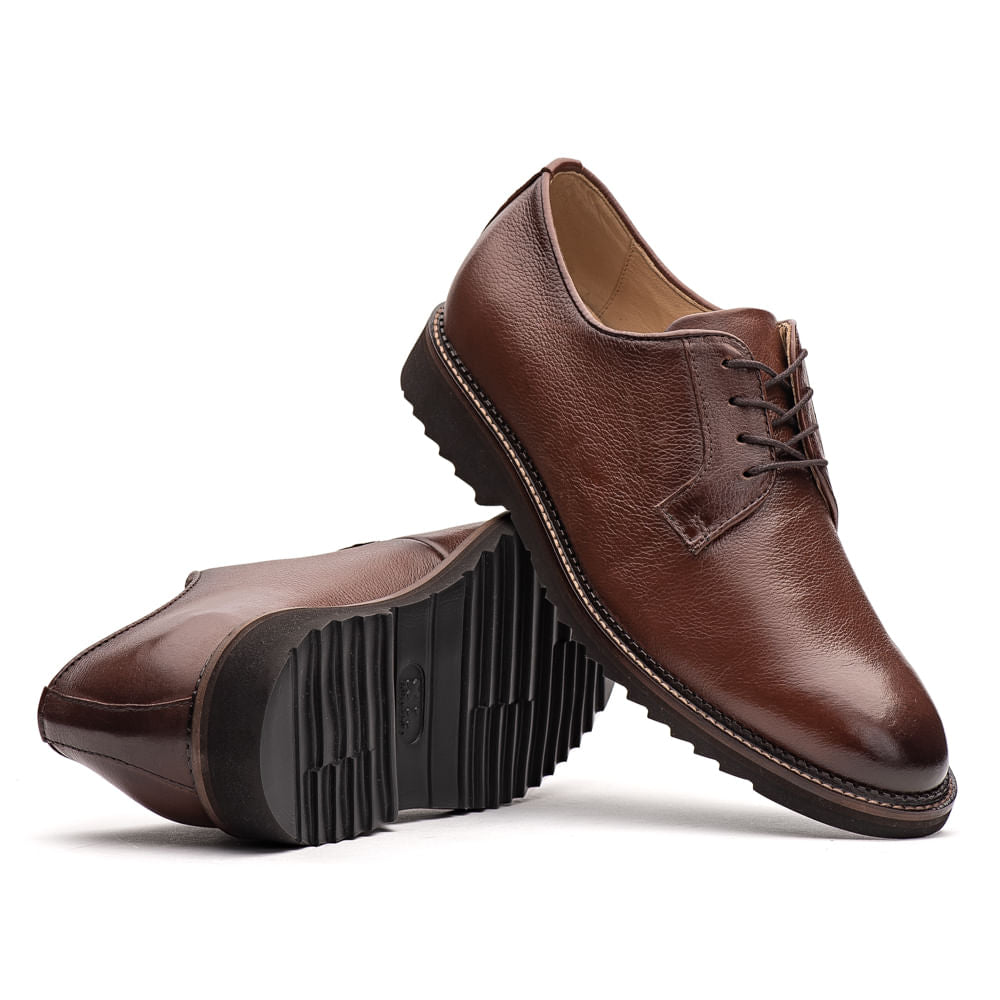 Sapato Social Masculino Fascar Extralight Derby Marrom Em Couro