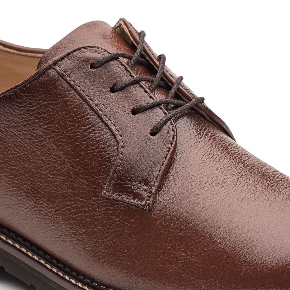 Sapato Social Masculino Fascar Extralight Derby Marrom Em Couro