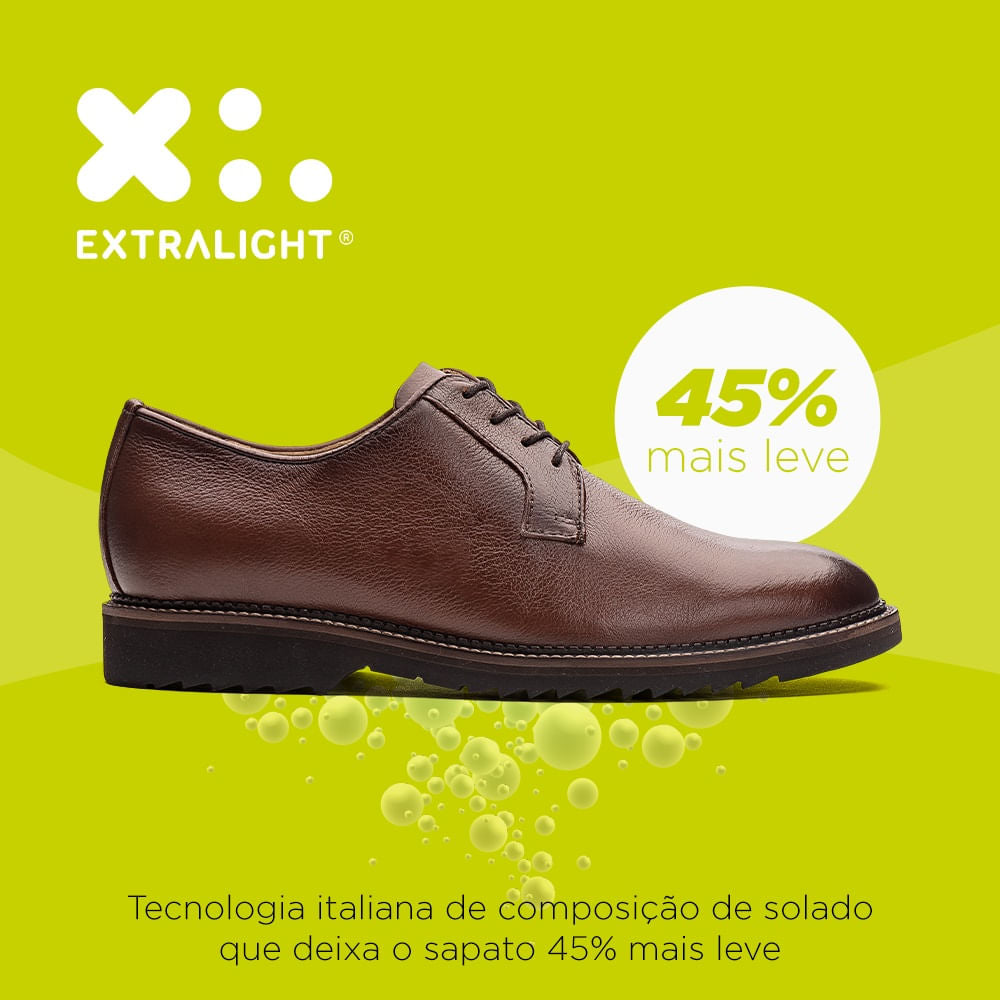 Sapato Social Masculino Fascar Extralight Derby Marrom Em Couro