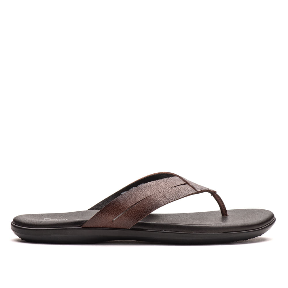 Chinelo Masculino Fascar Lite Marrom Em Couro