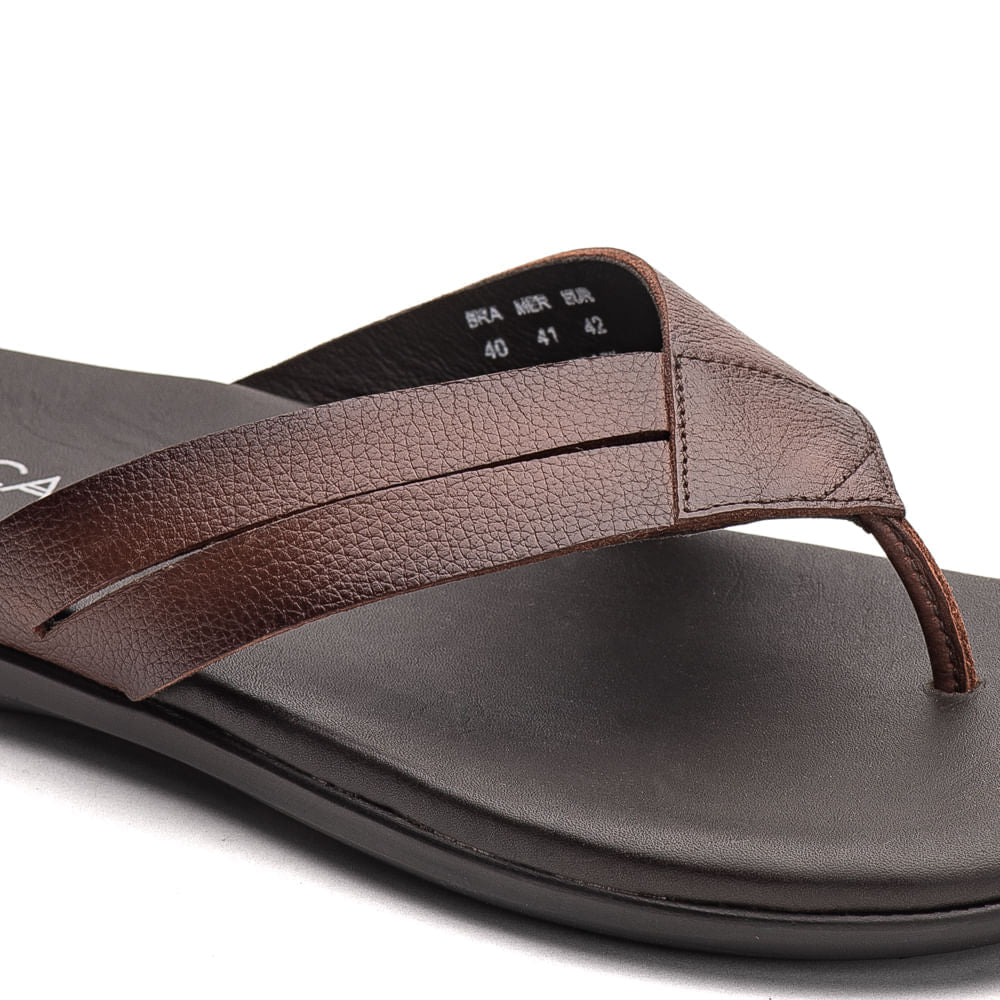 Chinelo Masculino Fascar Lite Marrom Em Couro