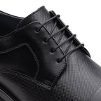 Sapato Masculino Social Fascar Derby Cap Toe Preto Em Couro