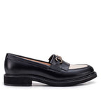 Mocassim Feminino Fascar Preto Salto Baixo Em Couro