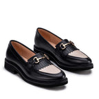 Mocassim Feminino Fascar Preto Salto Baixo Em Couro