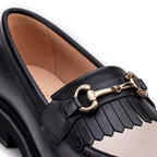 Mocassim Feminino Fascar Preto Salto Baixo Em Couro