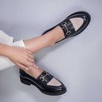 Mocassim Feminino Fascar Preto Salto Baixo Em Couro