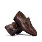Mocassim Feminino Fascar Marrom Salto Baixo Em Couro