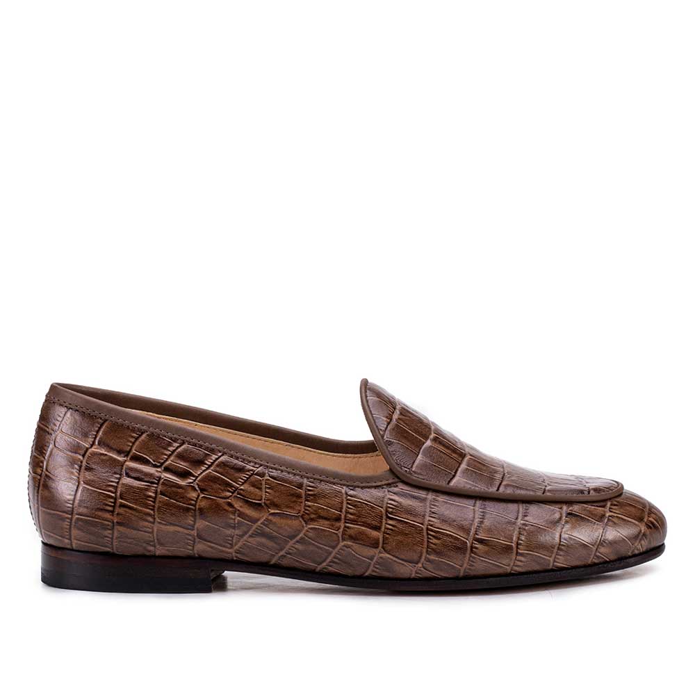 Mocassim Feminino Fascar Marrom Salto Baixo Em Couro
