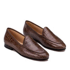 Mocassim Feminino Fascar Marrom Salto Baixo Em Couro