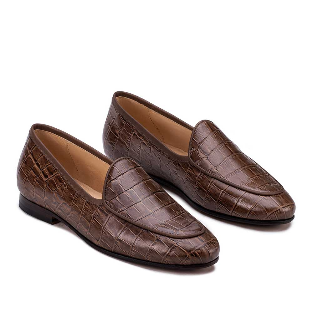 Mocassim Feminino Fascar Marrom Salto Baixo Em Couro