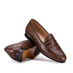 Mocassim Feminino Fascar Marrom Salto Baixo Em Couro