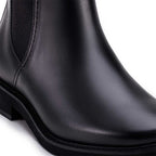 Bota Feminina Fascar Chelsea Preta Salto Baixo Em Couro