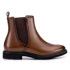 Bota  Feminina Fascar Chelsea Marrom Salto Baixo Em Couro