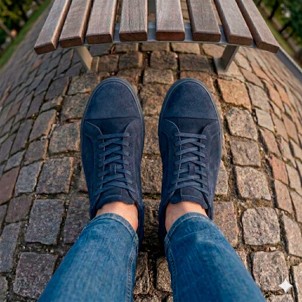 Tênis Masculino Casual Fascar Azul em Couro
