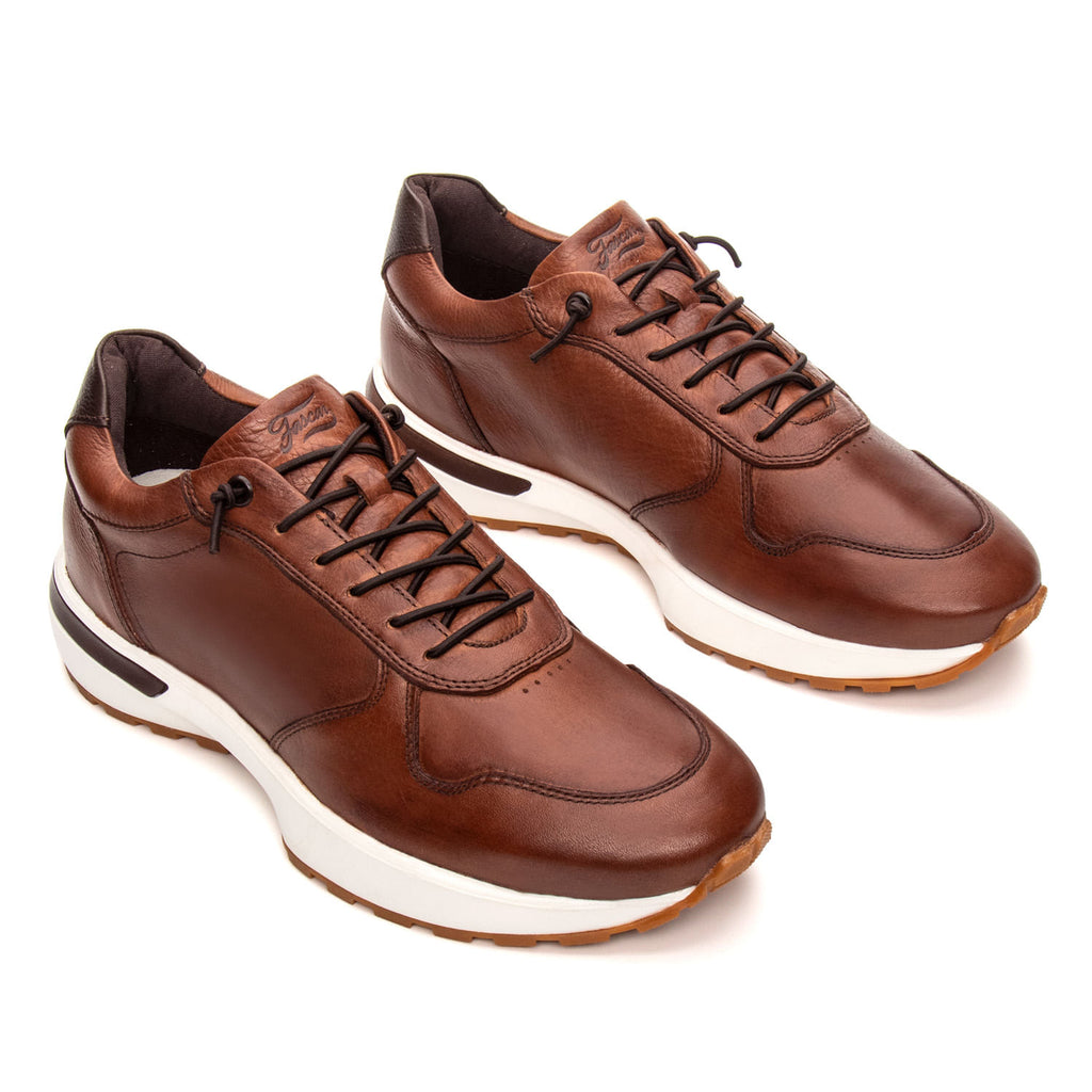 Tênis Casual Masculino Jogging Fascar IZI Marrom em Couro