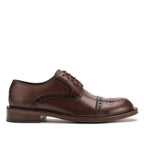 Sapato Masculino Social Derby com Brogue Fascar Marrom em Couro
