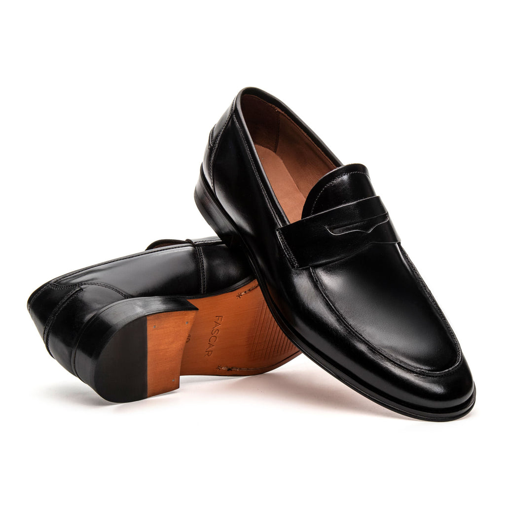 Mocassim Masculino Social Fascar Penny Loafer Preto em Couro