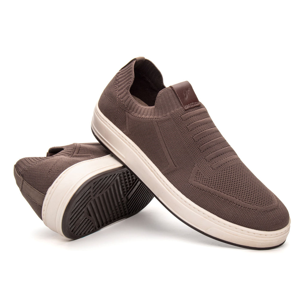 Tênis Casual Masculino Fascar IZI Marrom em Knit