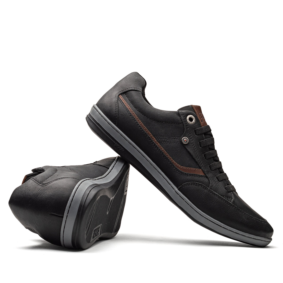 Sapatênis Masculino Casual Fascar Izi Preto Em Couro