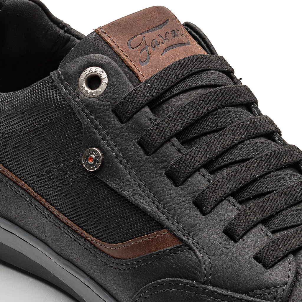 Sapatênis Masculino Casual Fascar Izi Preto Em Couro