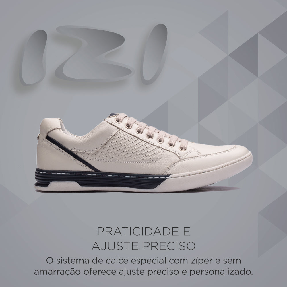 Sapatênis Masculino Casual Fascar Izi Branco Em Couro
