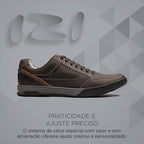 Sapatênis Masculino Casual Fascar Izi Cinza Em Couro