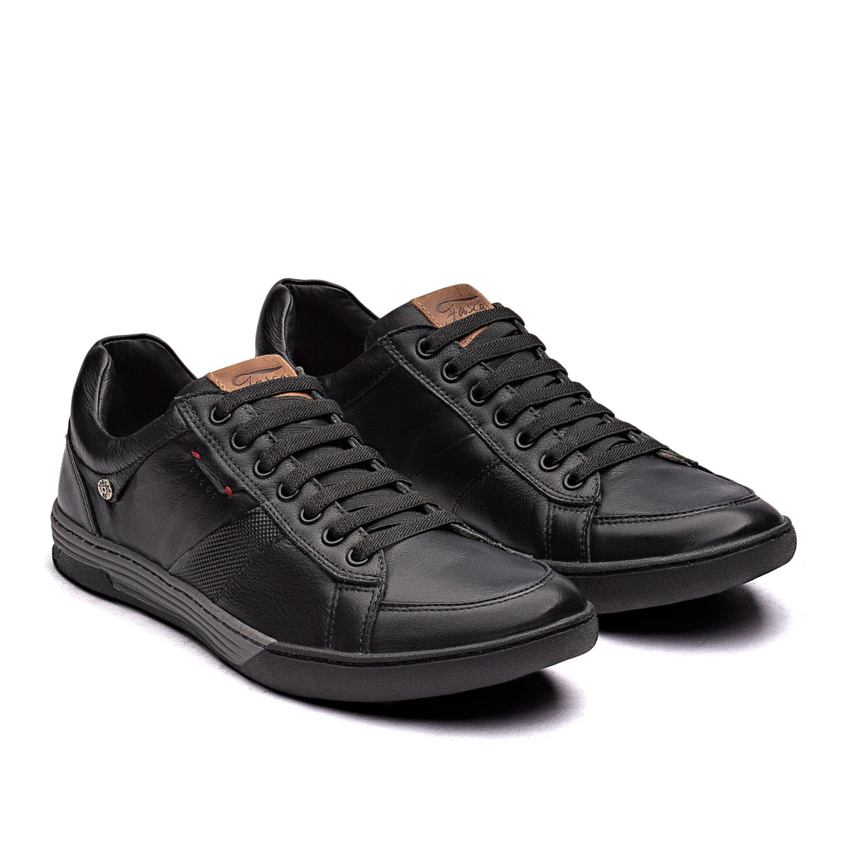 Sapatênis Masculino Casual Fascar Izi Preto Em Couro