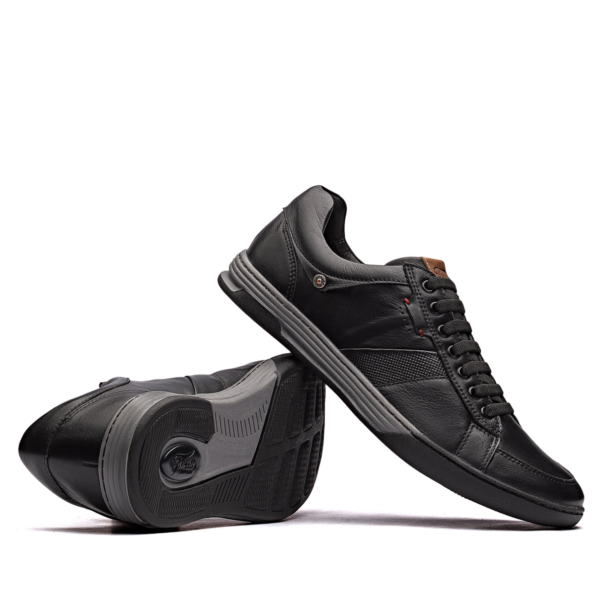Sapatênis Masculino Casual Fascar Izi Preto Em Couro