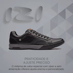 Sapatênis Masculino Casual Fascar Izi Preto Em Couro