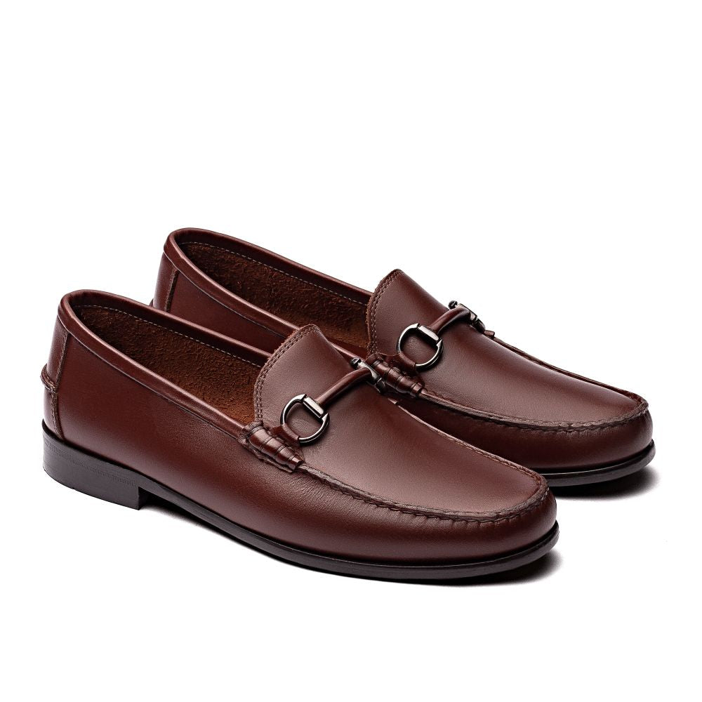 Mocassim Argentino Masculino Casual Fascar Marrom Em Couro