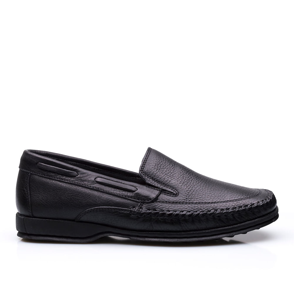 Mocassim Masculino Casual Fascar Preto Em Couro
