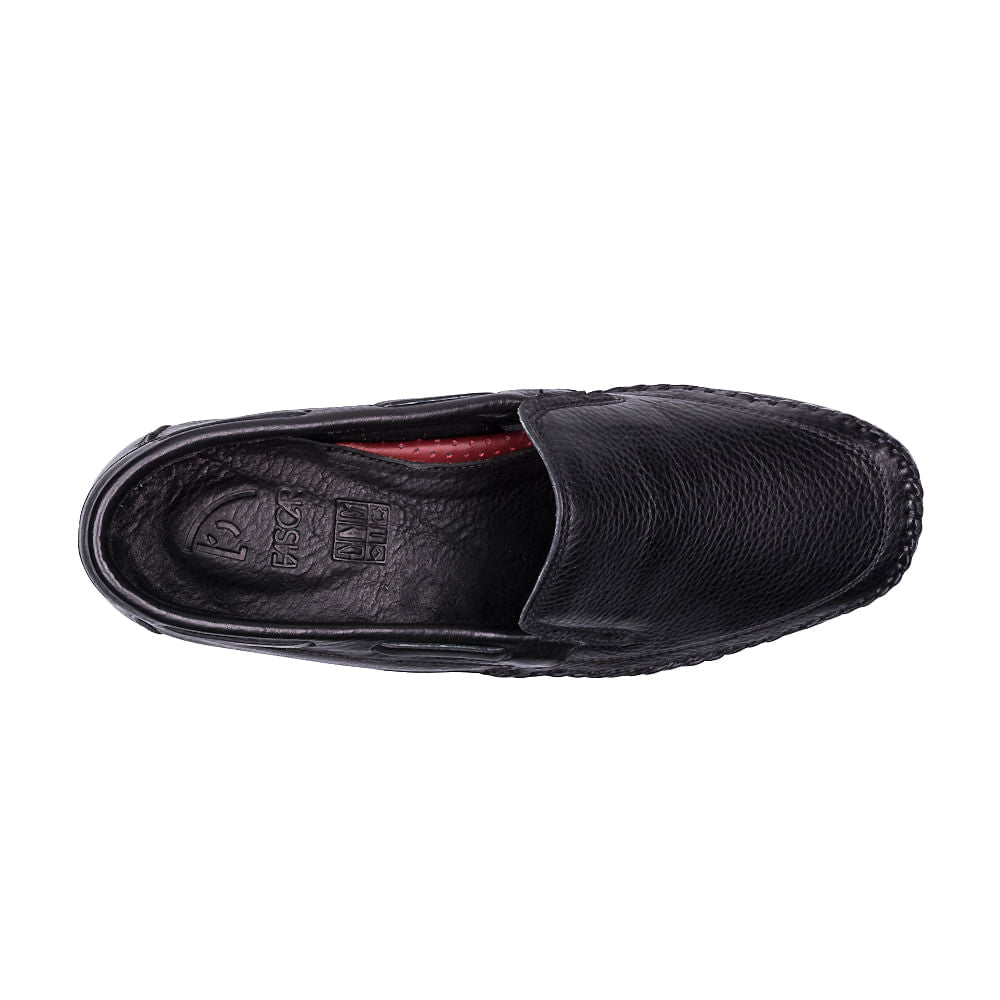 Mocassim Masculino Casual Fascar Preto Em Couro