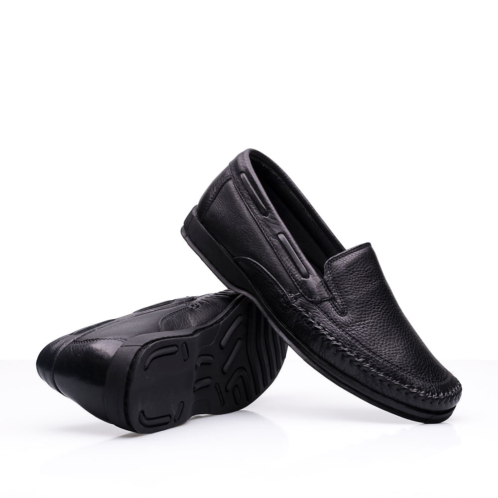 Mocassim Masculino Casual Fascar Preto Em Couro