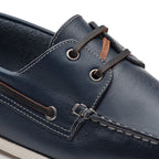 Docksider Masculino Fascar Azul-Marinho Em Couro