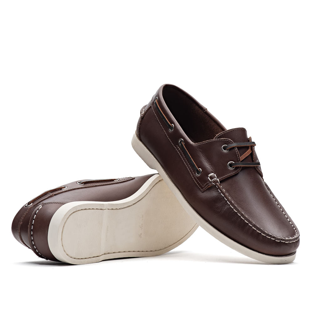 Docksider Masculino Fascar Marrom Em Couro