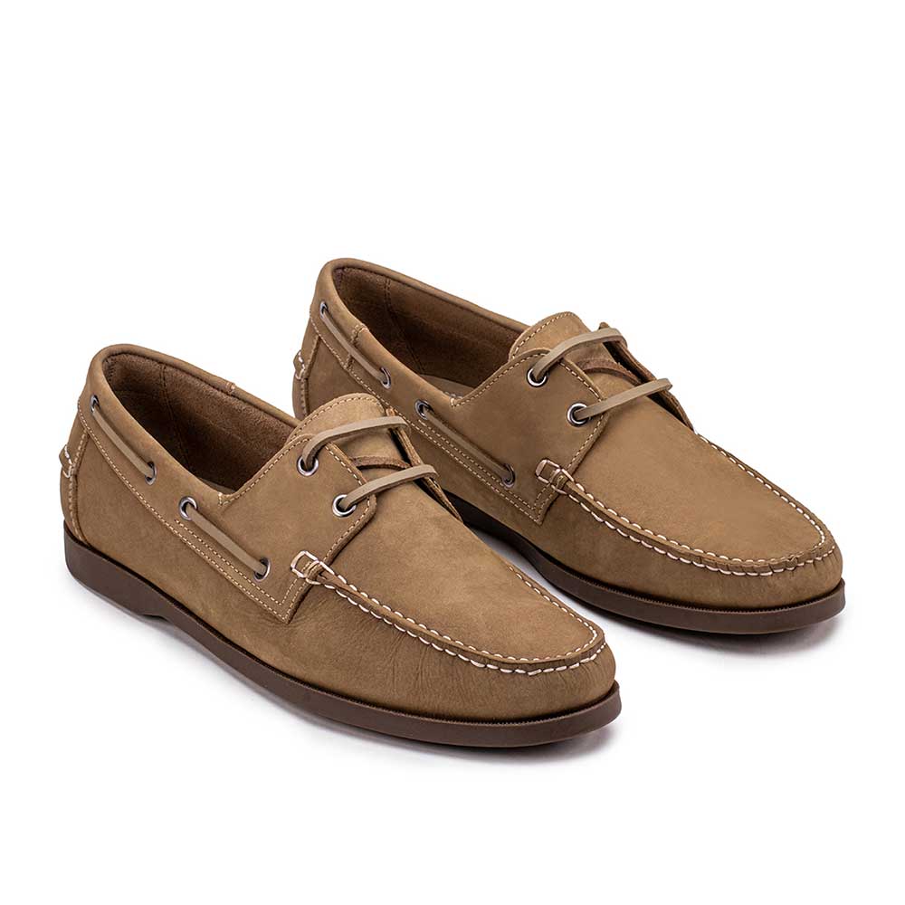 Docksider Masculino Fascar Bege Em Couro