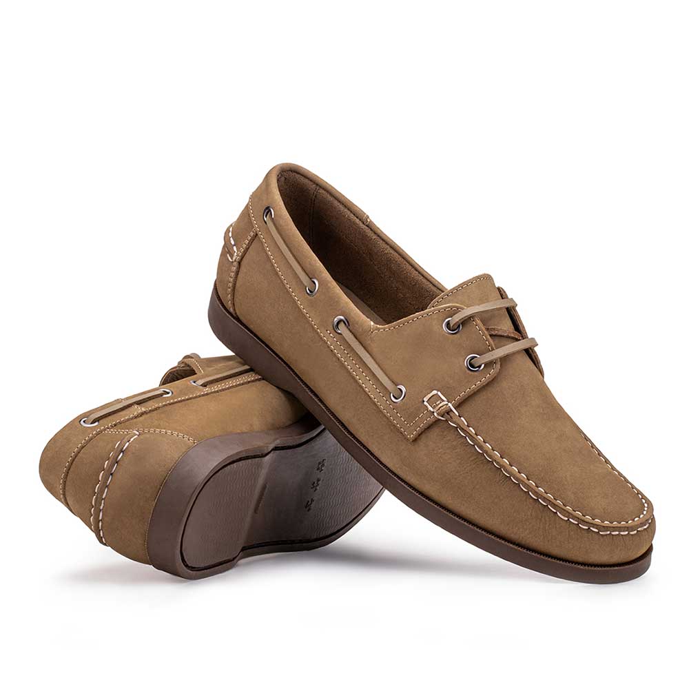Docksider Masculino Fascar Bege Em Couro