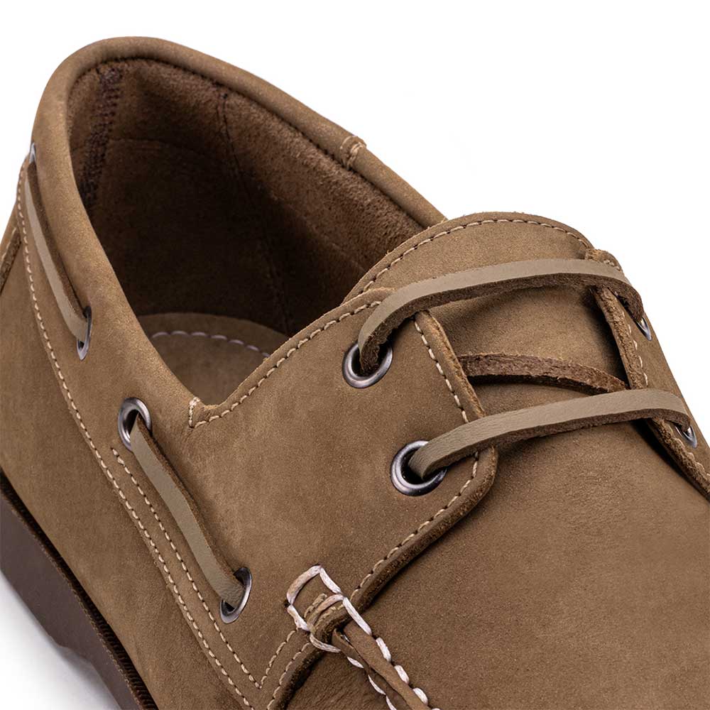 Docksider Masculino Fascar Bege Em Couro