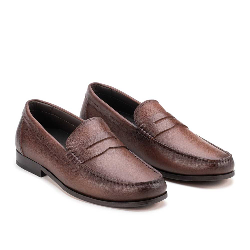Mocassim Masculino Casual Argentino Fascar Penny Loafer Marrom Em Couro