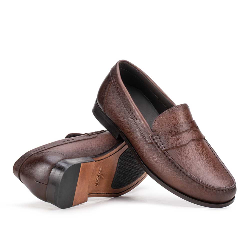 Mocassim Masculino Casual Argentino Fascar Penny Loafer Marrom Em Couro