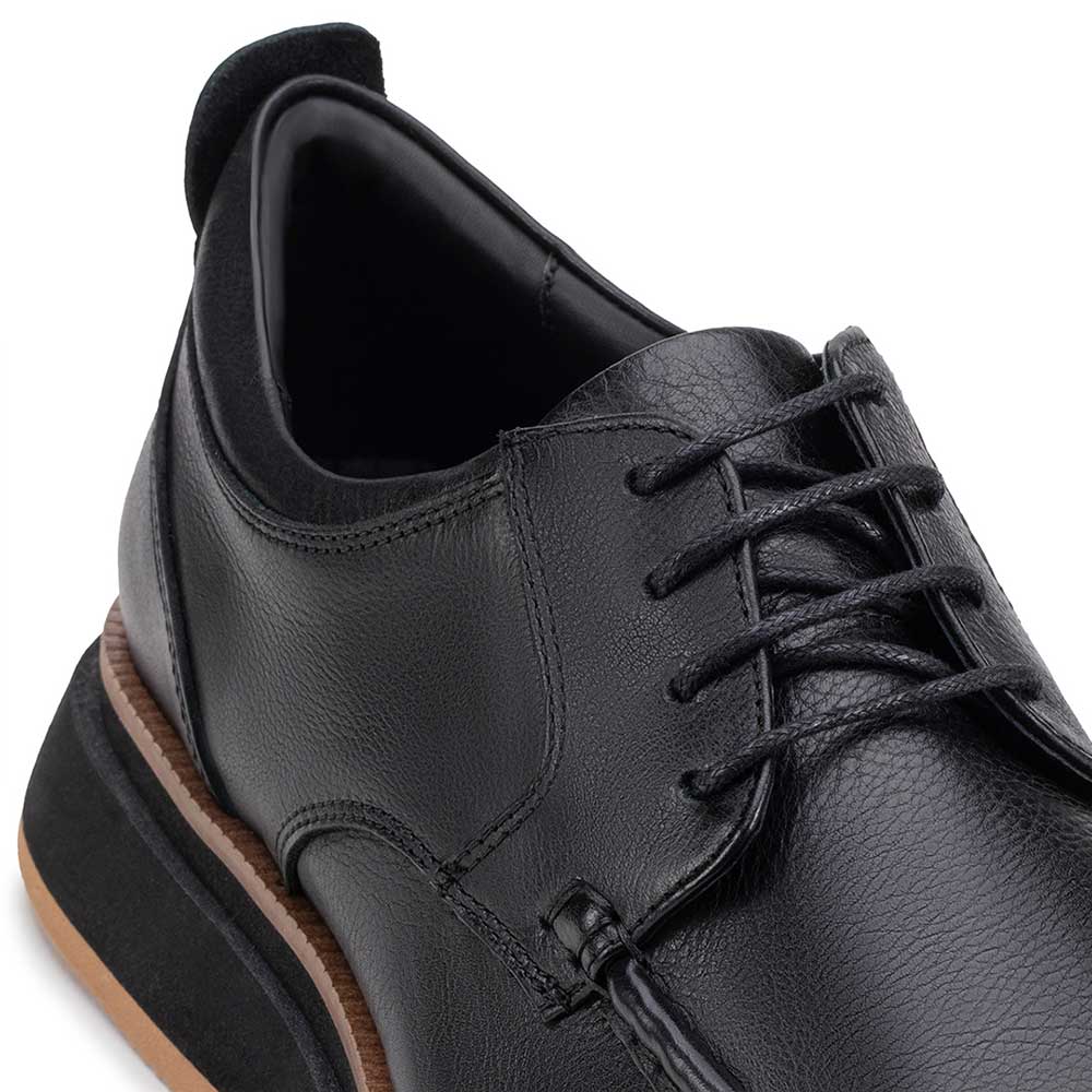Sapato Masculino Casual Derby Fascar Preto Em Couro