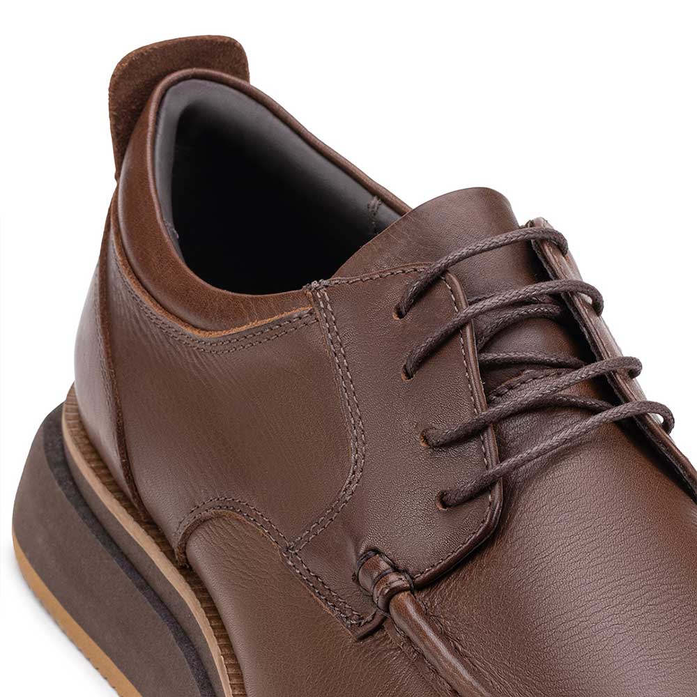 Sapato Masculino Casual Derby Fascar Marrom Em Couro