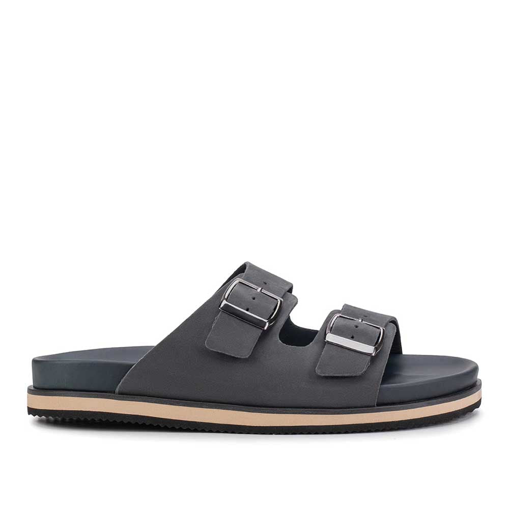 Chinelo Masculino Fascar Cinza Em Couro
