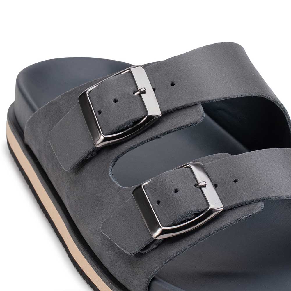 Chinelo Masculino Fascar Cinza Em Couro