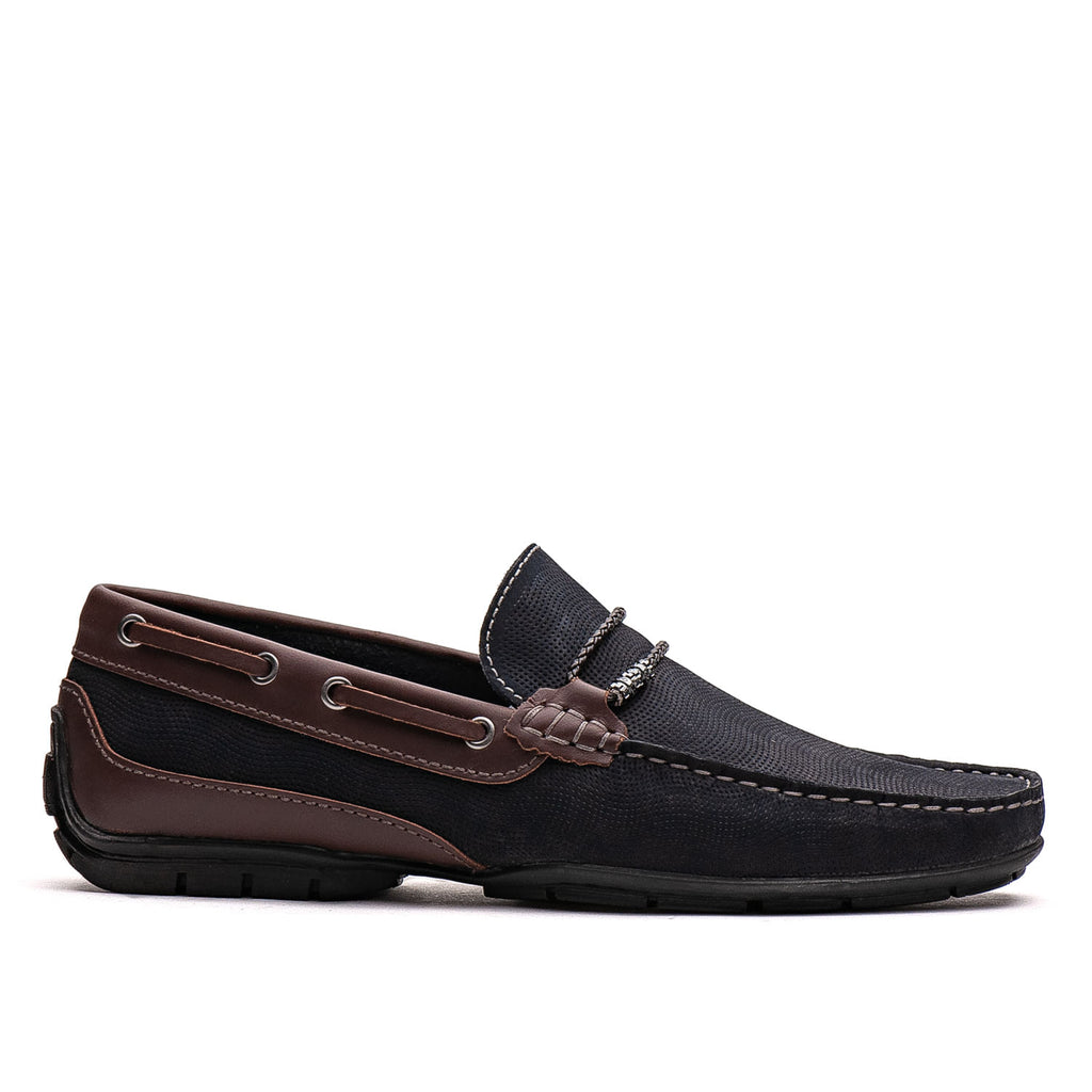 Drive Masculino Fascar Azul-Marinho Em Couro
