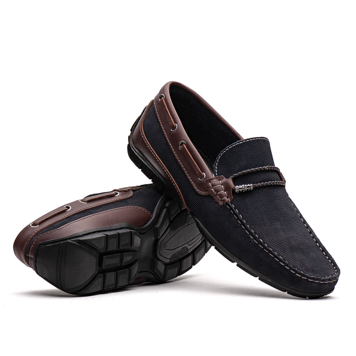 Drive Masculino Fascar Azul-Marinho Em Couro