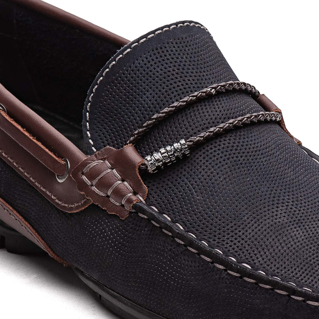 Drive Masculino Fascar Azul-Marinho Em Couro